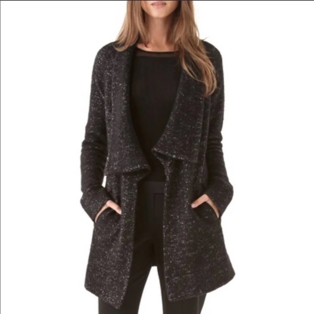 Theory Black Clarania Brittania Sweater Coat Cardigan Size M Women’s